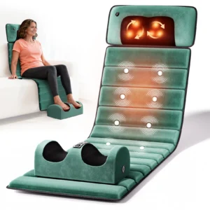 Full Body Massage Mat with Heat, Detachable Massager Pad Deep Tissue Pain Relief,10 Vibrating Motors and 9 Speed Settings Relax