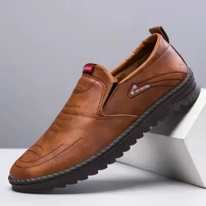 Men's Leather Casual Slip On Soft Leather Shoes