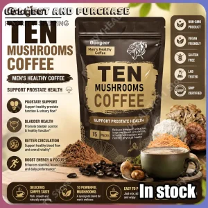 Mushroom Powder Supplement with 10 Mushroom Blend Men's Healthy Mushrooms Coffee Powder